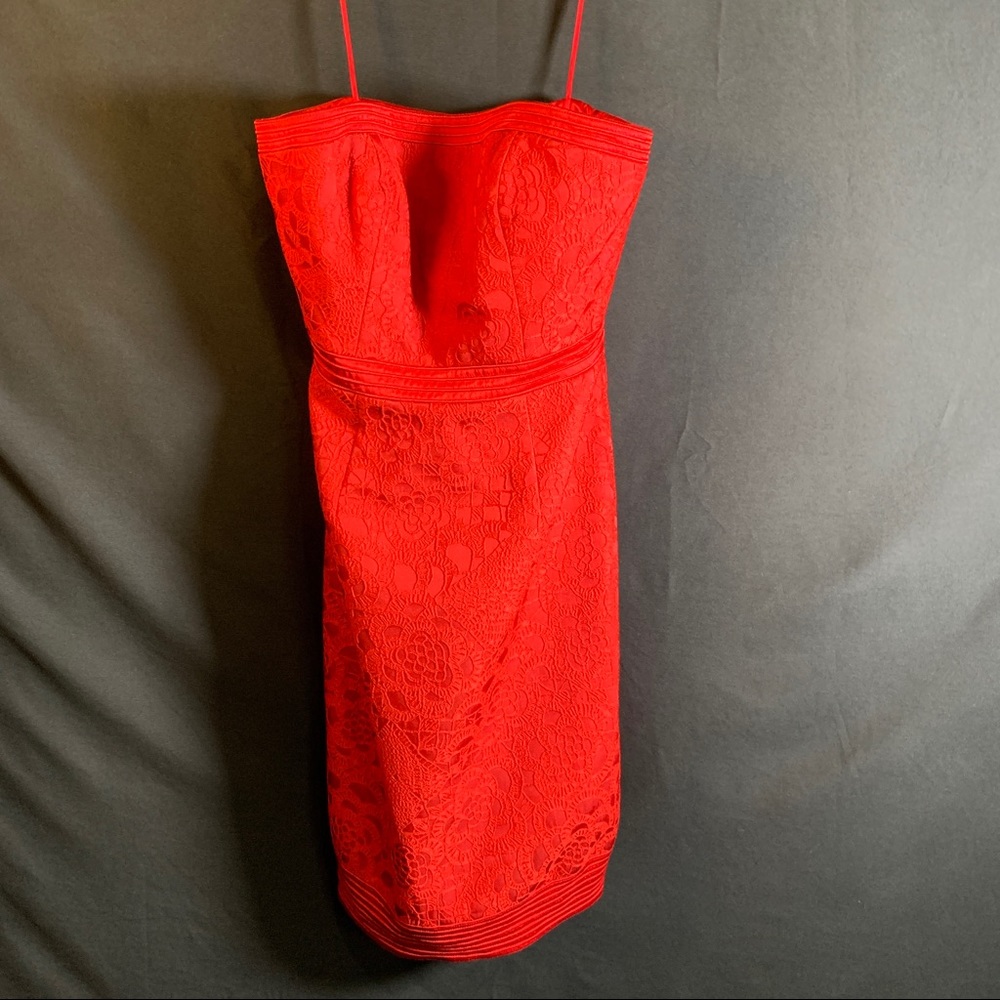 Badgley Mischka Red Strapless Dress